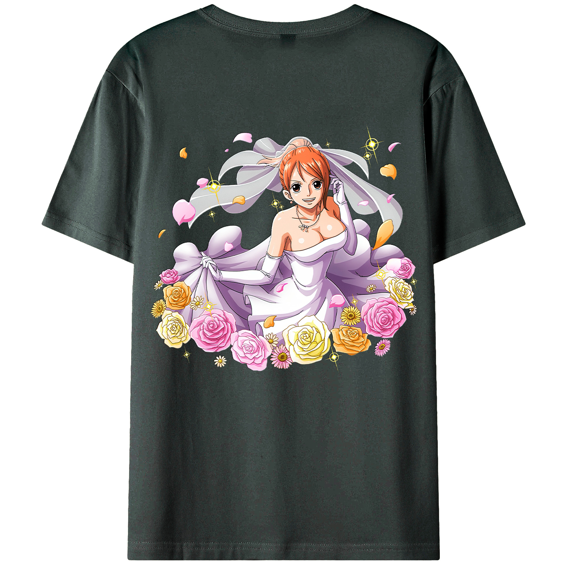 （画像用） ワンピース ナミ ONE PIECE Nami 綿100％ メンズ半袖Tシャツ（バックプリント） 通気性